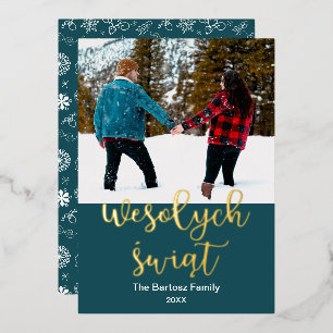 Wesołych świąt, Polish Merry Christmas Elegant Foil Holiday Card