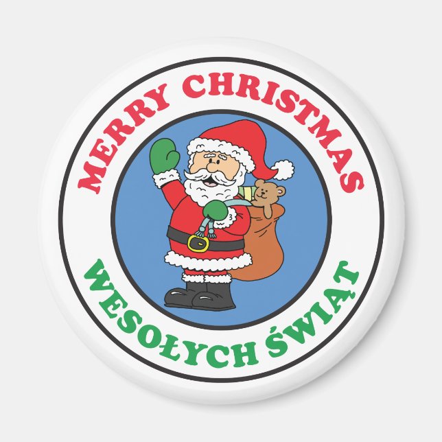Wesolych Swiat Pologne Christmas Père Noël Magnet (Devant)