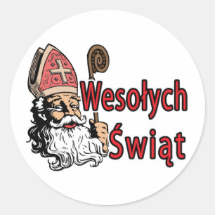 Wesolych Swiat St. Nicholas Classic Round Sticker