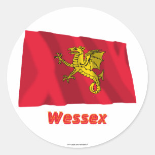 Wessex Waving Flag with Name Classic Round Sticker