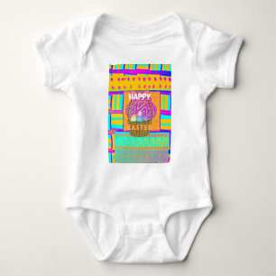 West African Inspired Easter Basket & Eggs Art  Baby Bodysuit