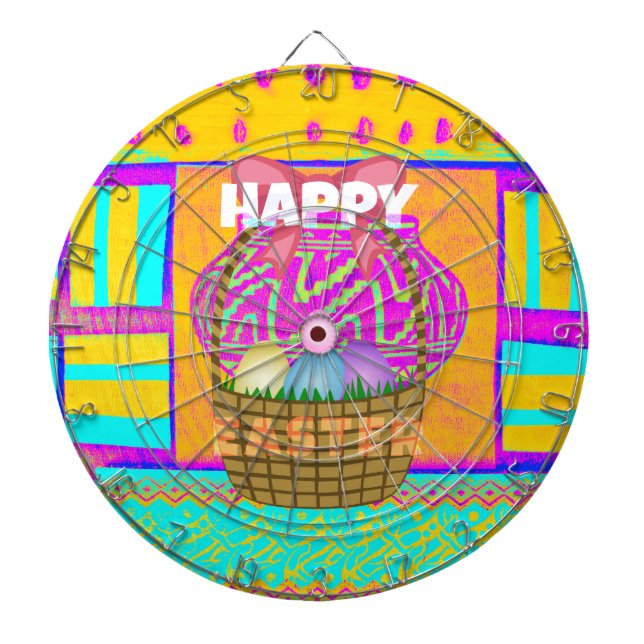 West African Inspired Easter Basket & Eggs Art  Dartboard (Front)