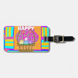 West African Inspired Easter Basket & Eggs Art Luggage Tag