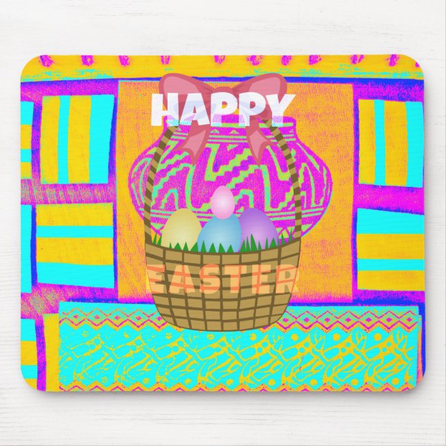 West African Inspired Easter Basket & Eggs Art  Mouse Pad (Front)