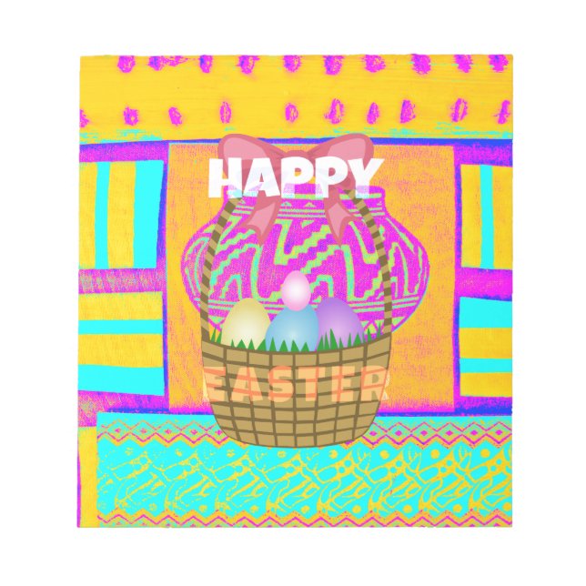 West African Inspired Easter Basket & Eggs Art  Notepad (Front)