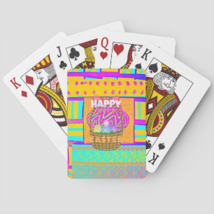 West African Inspired Easter Basket & Eggs Art  Playing Cards