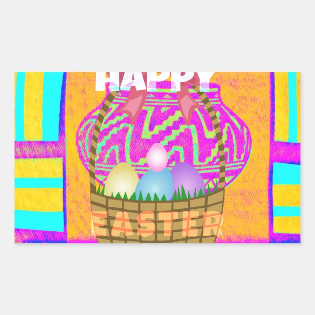 West African Inspired Easter Basket & Eggs Art  Sticker (Front)