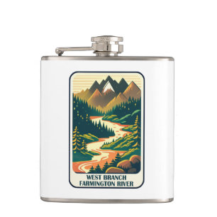 West Branch Farmington River Connecticut Colours Hip Flask