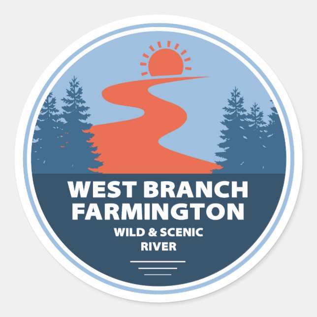 West Branch Farmington Wild And Scenic River Classic Round Sticker (Front)