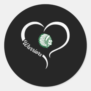 West Branch Warriors Logo Half Heart Slogan Hs Classic Round Sticker