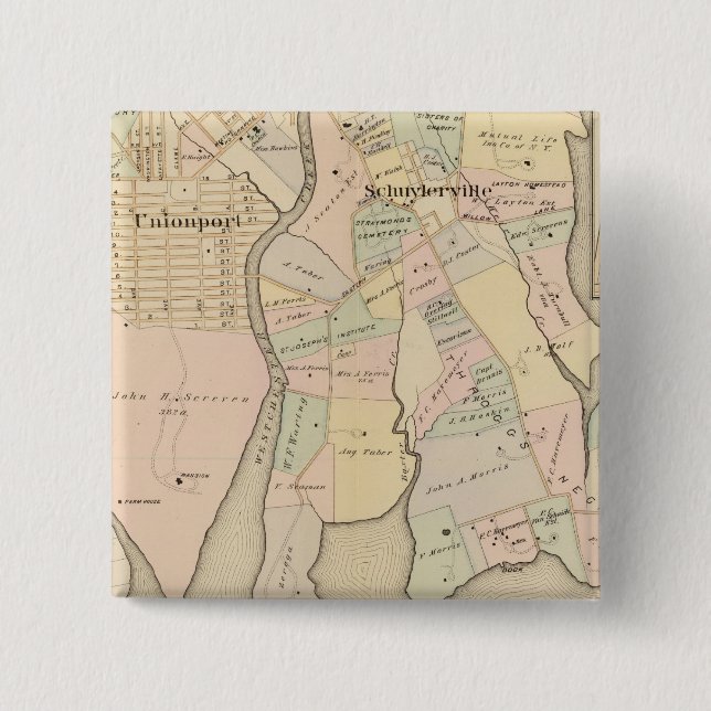 West Chester, Schuylerville, New York 2 Inch Square Button (Front)