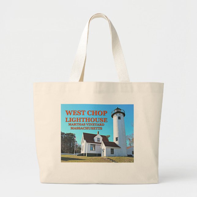 West Chop Lighthouse, Marthas Vineyard MA Tote Bag (Front)