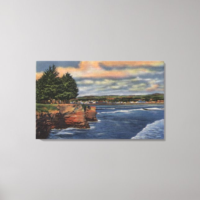 West Cliff Drive View of Pier and Casino Canvas Print (Front)