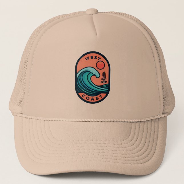 West Coast Adventure Trucker Hat – Retro Surf (Front)