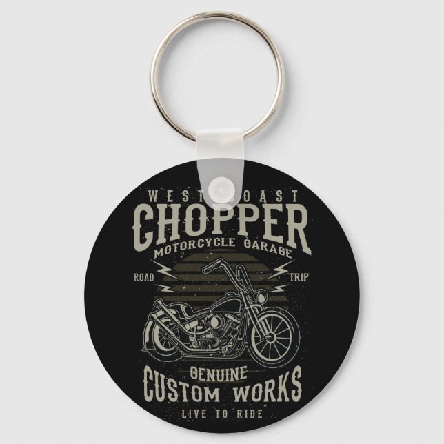 West Coast Chopper Motorcycle Garage Live to Ride Keychain (Front)