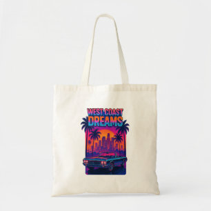 West Coast Dreams – 1980s Synthwave Retro Tote Bag