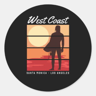 West Coast Santa Monica Classic Round Sticker