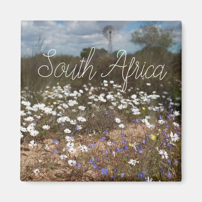 West Coast South Africa Wild Flowers Wind Pump ZA Magnet (Front)