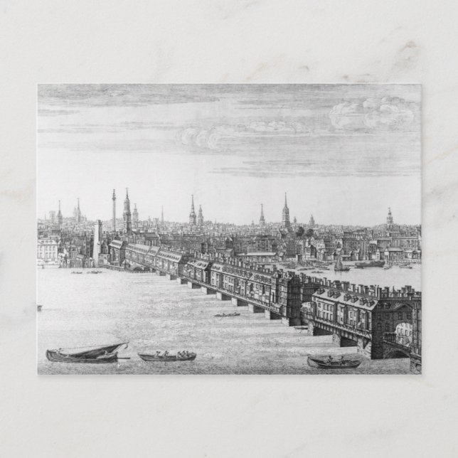 West Front of London Bridge, 1749 Postcard (Front)