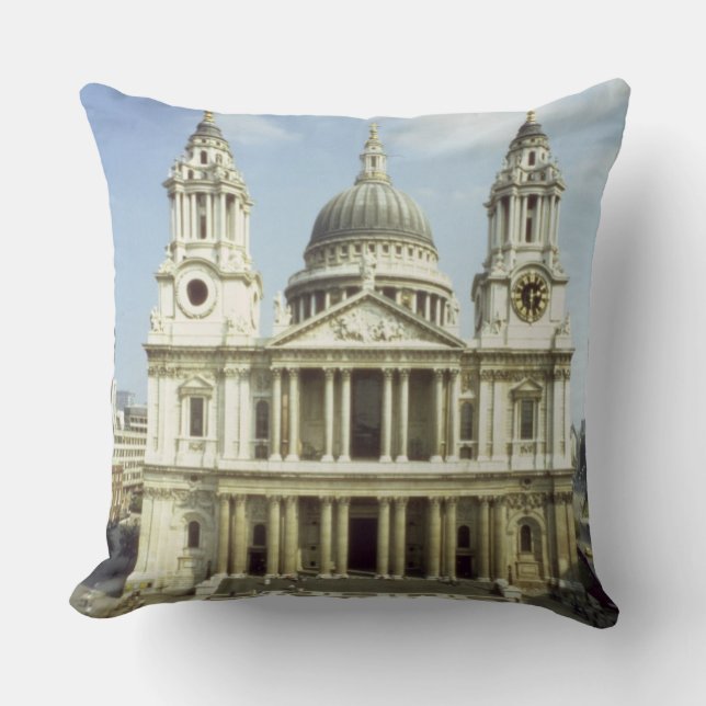 West front of St. Paul's Cathedral, designed by Si Throw Pillow (Front)