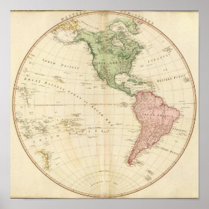 West Hemisphere map Poster