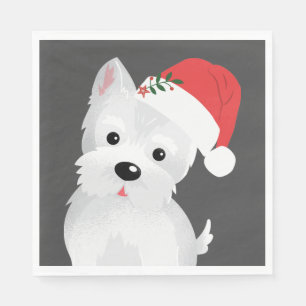 West Highland Dog With Santa Hat Napkin