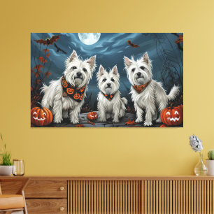 West Highland Halloween Spooky Canvas Print