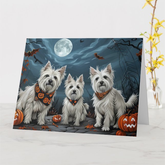 West Highland Halloween Spooky Card (Yellow Flower)