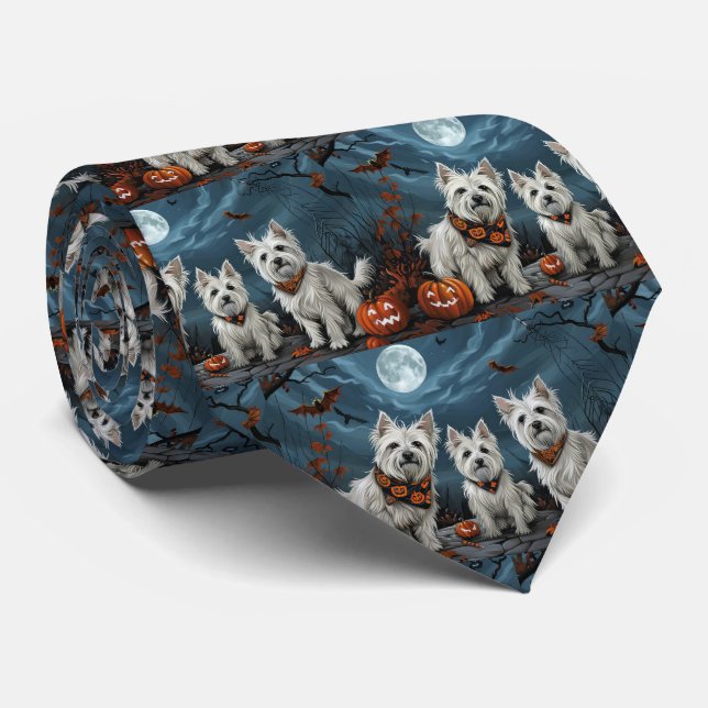 West Highland Halloween Spooky Tie (Rolled)