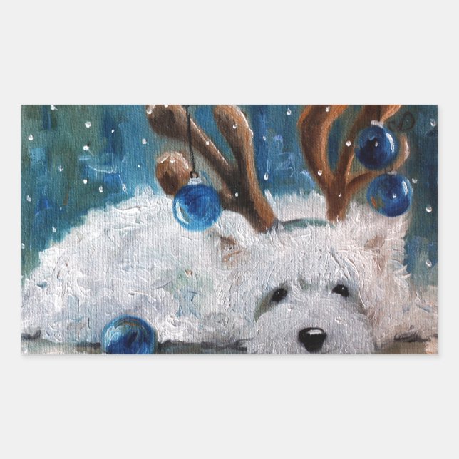 West Highland Terrier Blue Christmas Westie Dog Sticker (Front)