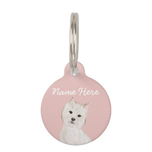 West Highland Terrier Blush Pink Girly Pet Tag