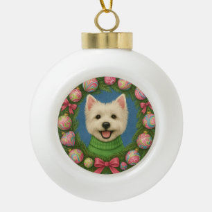 West Highland Terrier Ceramic Ball Christmas Ornament