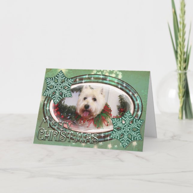 West Highland Terrier Christmas Photocard Holiday Card (Front)