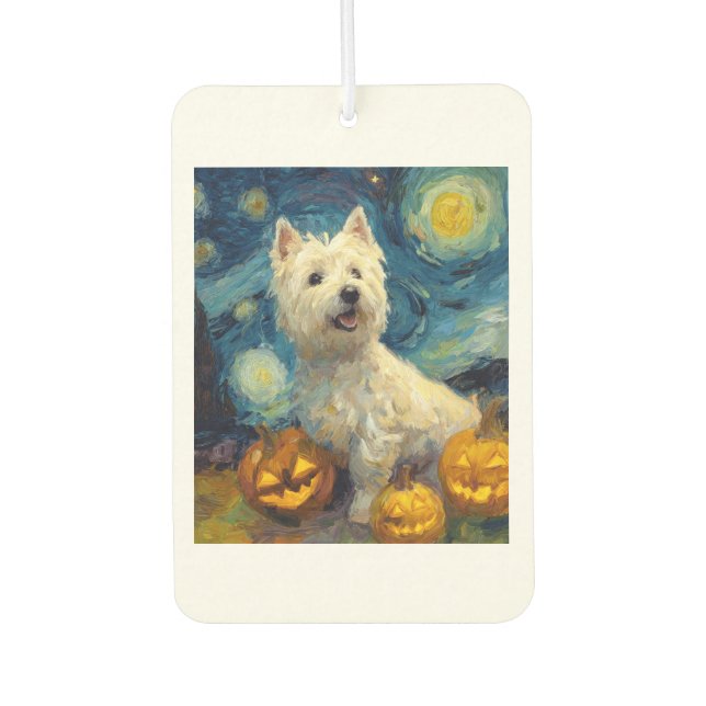 West Highland Terrier Cute Dog Halloween Jack O La Air Freshener (Front)