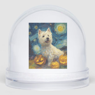 West Highland Terrier Cute Dog Halloween Jack O La Snowglobe