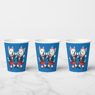 West Highland Terrier Dancing Scottish Ceilidh  Paper Cups
