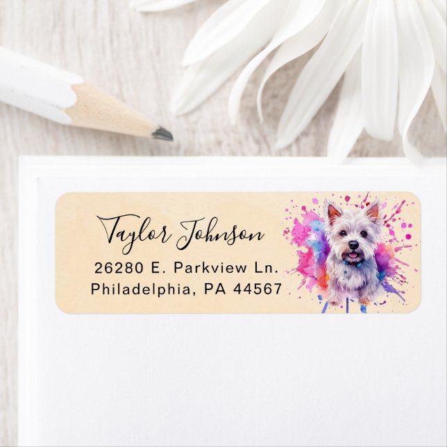 West Highland Terrier Dog Return Address (Insitu)