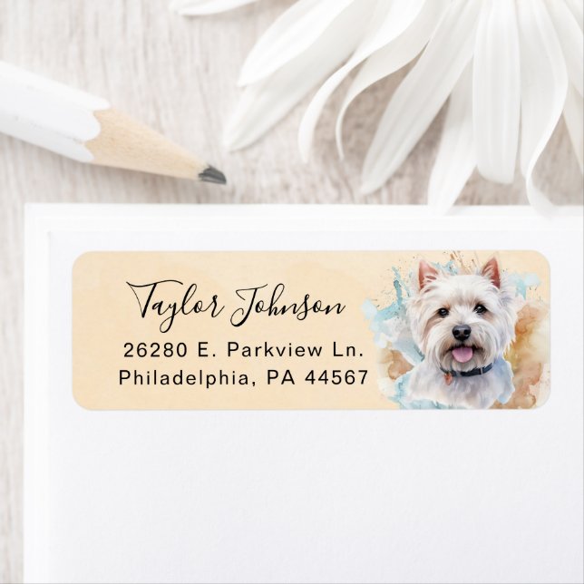 West Highland Terrier Dog Return Address (Insitu)
