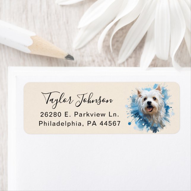 West Highland Terrier Dog Return Address (Insitu)