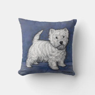 West Highland Terrier Drawing by Glenda S. Harlan Throw Pillow