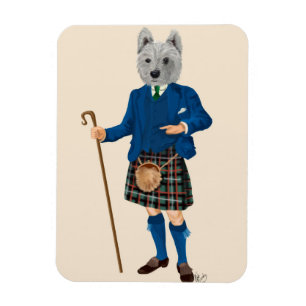 West Highland Terrier in Kilt Magnet
