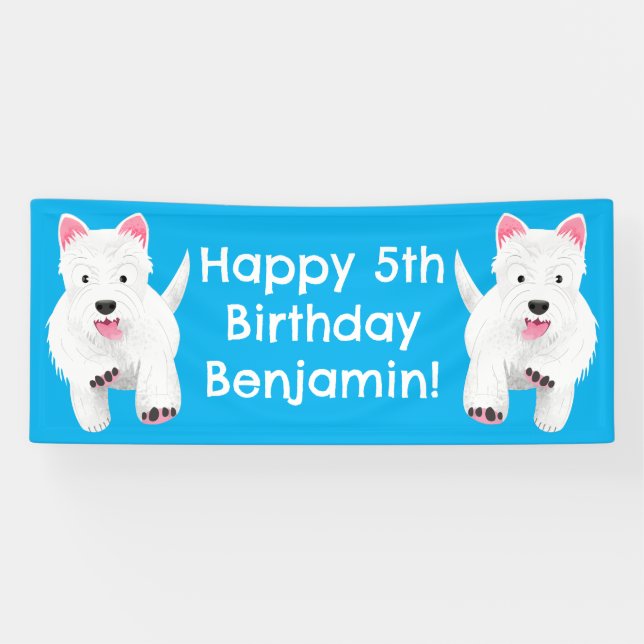 West highland terrier personalized birthday banner (Horizontal)