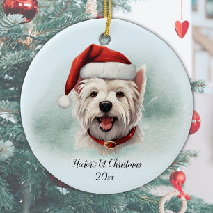West Highland Terrier Personalized First Christmas Ceramic Ornament