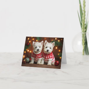 West Highland Terrier Puppies Christmas Card