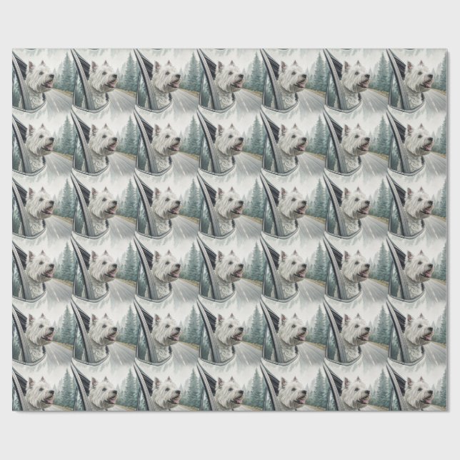 West Highland Terrier Scenic Road Trip Gift Wrap (Flat)