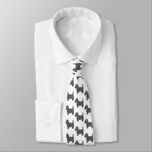 West Highland Terrier Silhouette Dog Yellow & Blue Tie