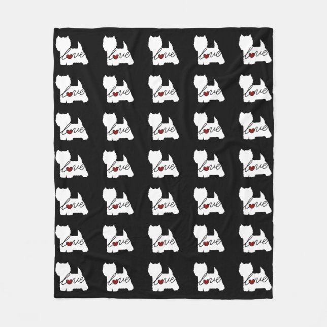 West Highland Terrier (Westie) Love Fleece Blanket (Front)
