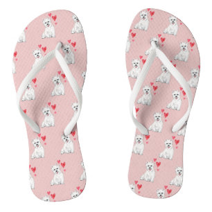 West Highland Terrier White Fur Westie Flip Flops