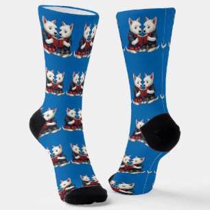 West Highland Terriers Burns Night Reading Poetry Socks