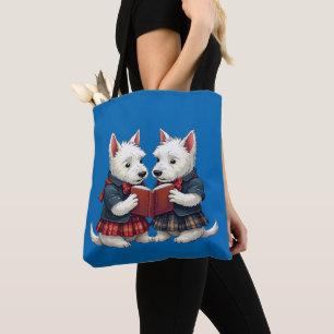 West Highland Terriers Burns Night Reading Poetry Tote Bag